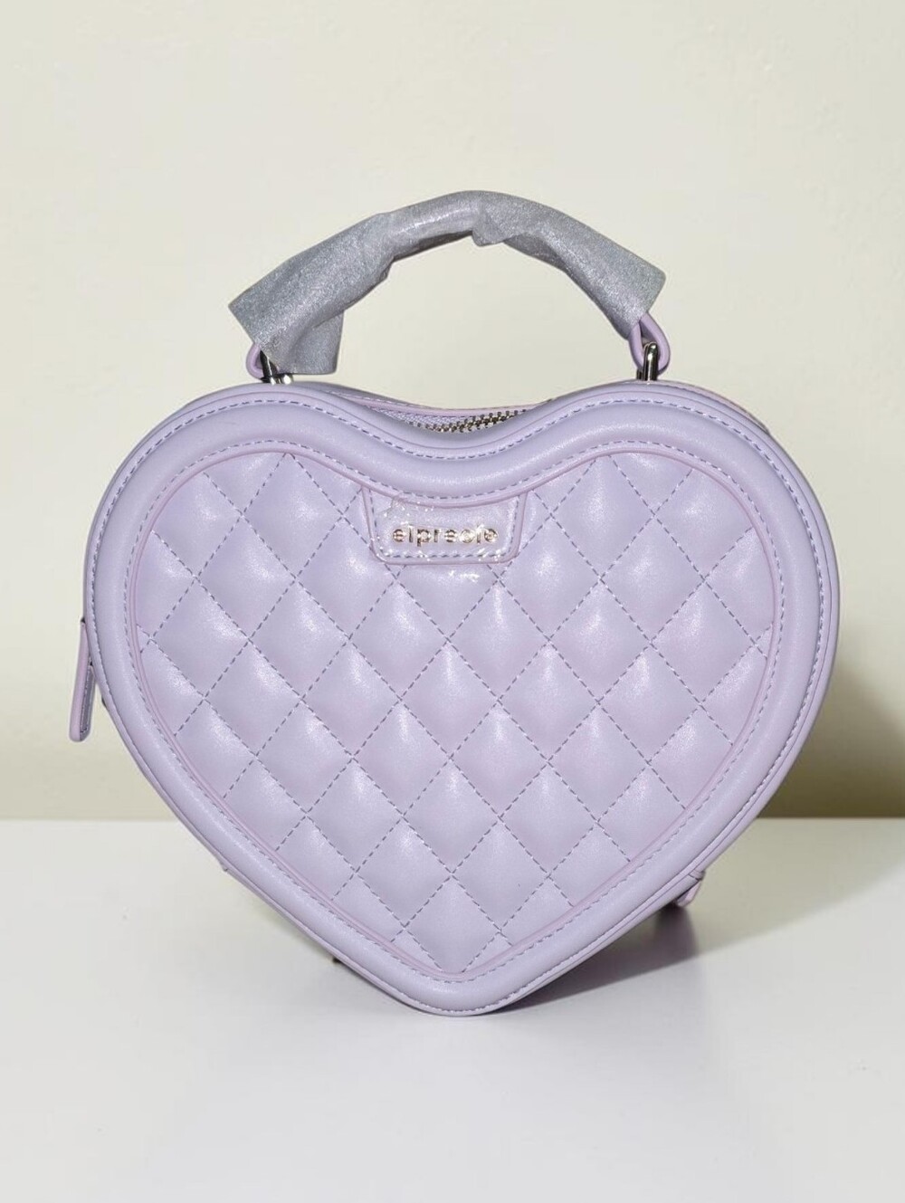 Elpreole Amia Heart-Shaped Lavender Quilted Vegan Leather Crossbody Handbag NWT
